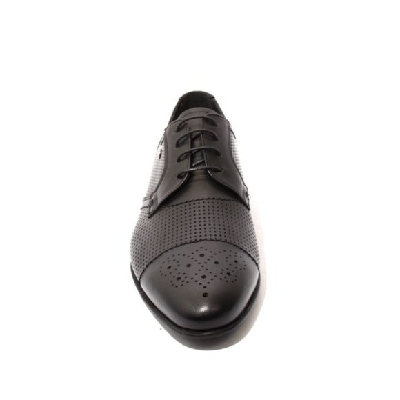 ROBERTO SERPENTINI 44934 Black Leather Lace-Up Classic Shoes